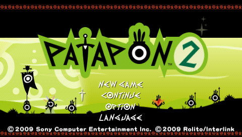 Patapon 2 Don Chaka title screen for PSP